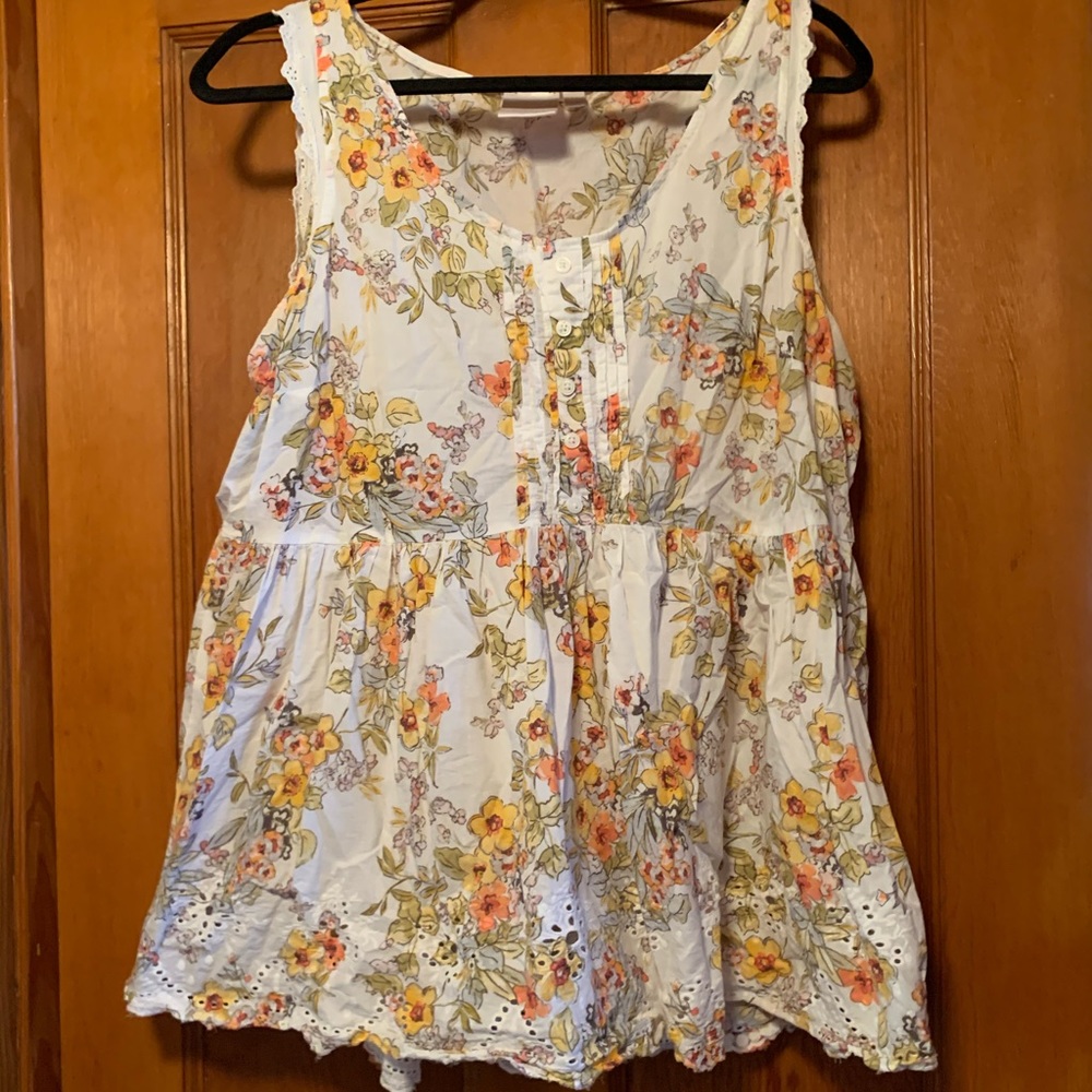LC Lauren Conrad floral babydoll tank top